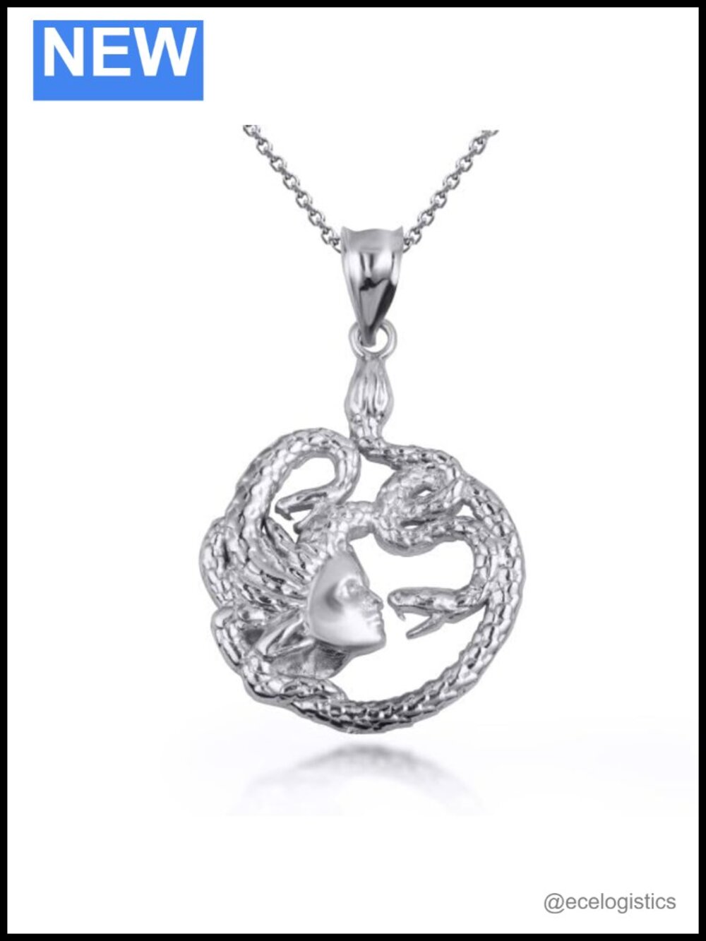 Medusa Pendant Necklace 925 Sterling Silver Greek Mythology